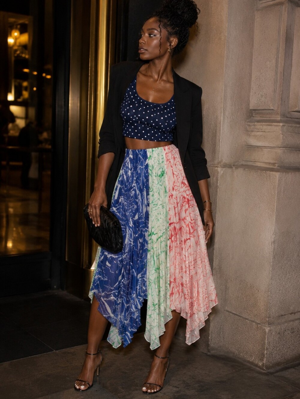 Marina Moscone MULTI Print Pleated SKIRT